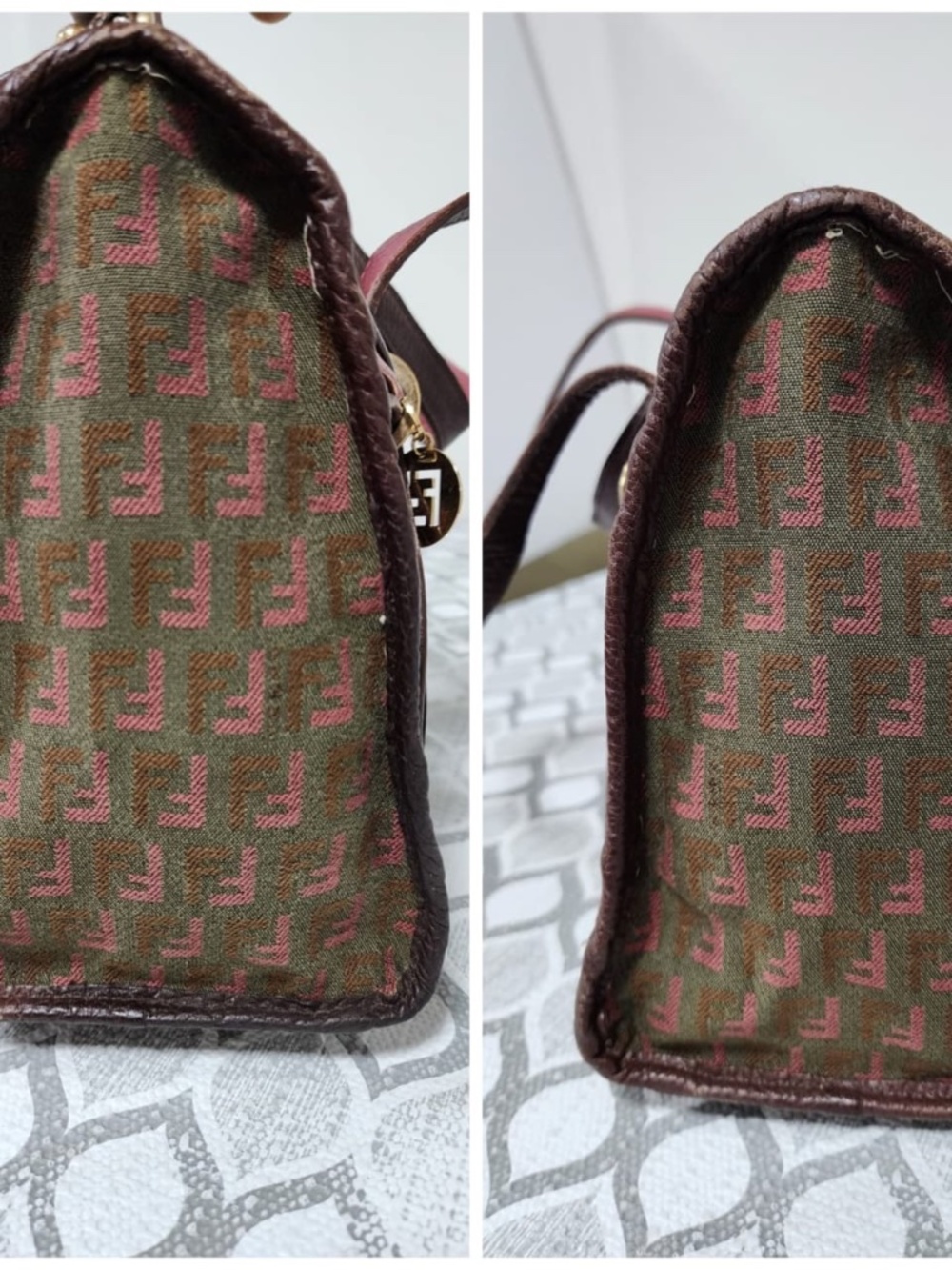 Authentic Fendi Zucchino Canvas and Leather Shoulder Bag Multicolor - Picture 9 of 14